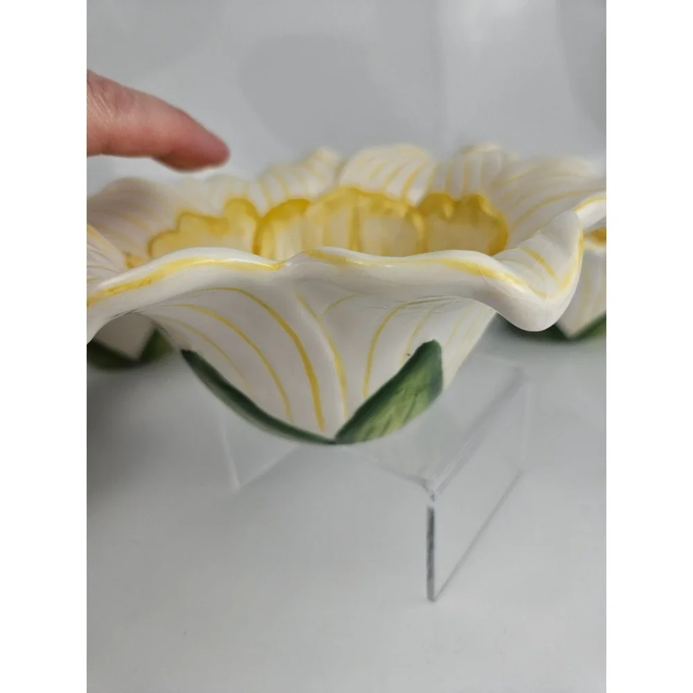 Ambiance Daffodils Sculptural Yellow Floral Bowls Set 4 Flowers‎ Spring Summer